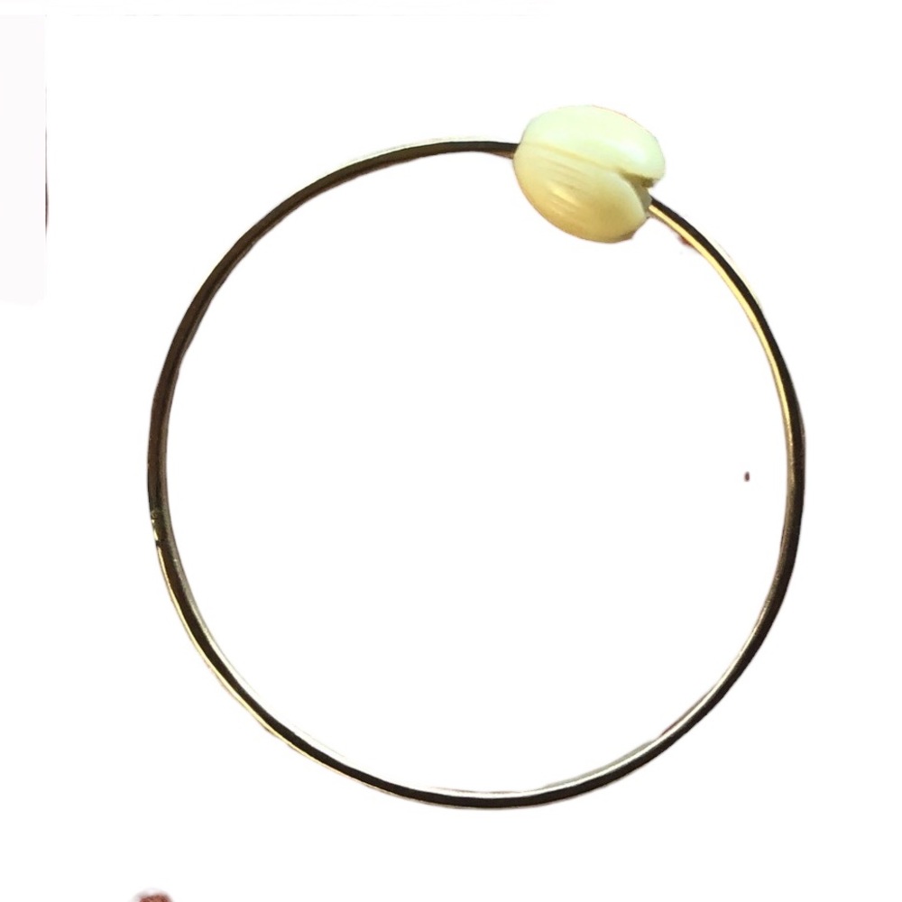 Gold fill & vintage carved Pikake flower Bangle